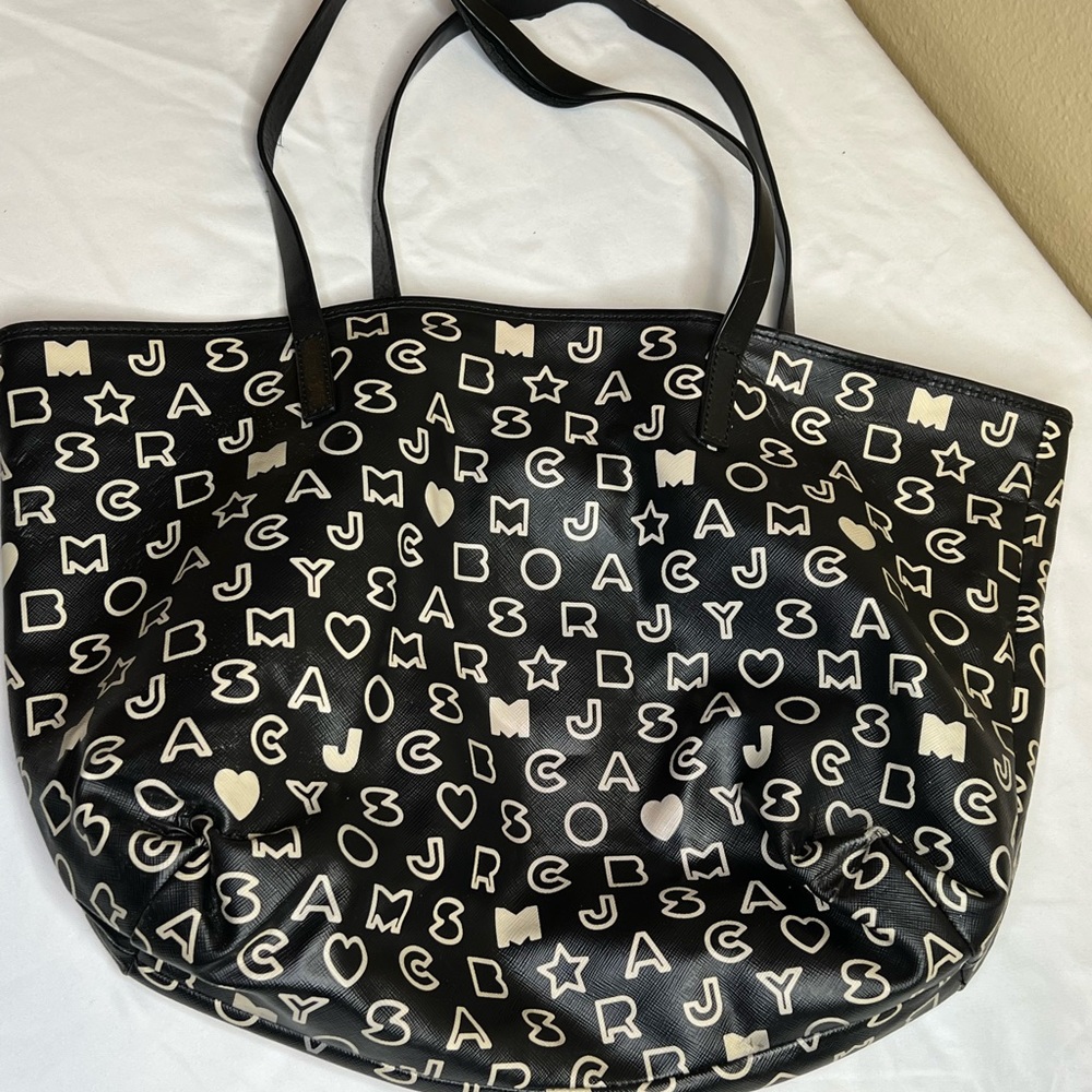 Marc by Marc Jacobs Eazy Black & White Leather Coated Canvas Tote